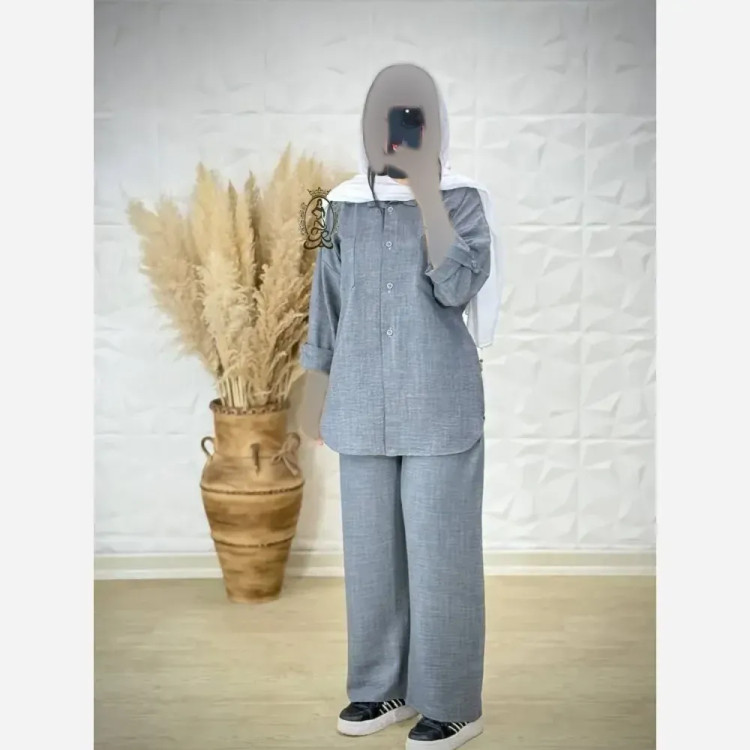 ست مانتو شلوار تابستانه شانتون نخ درجه یک فری سایز