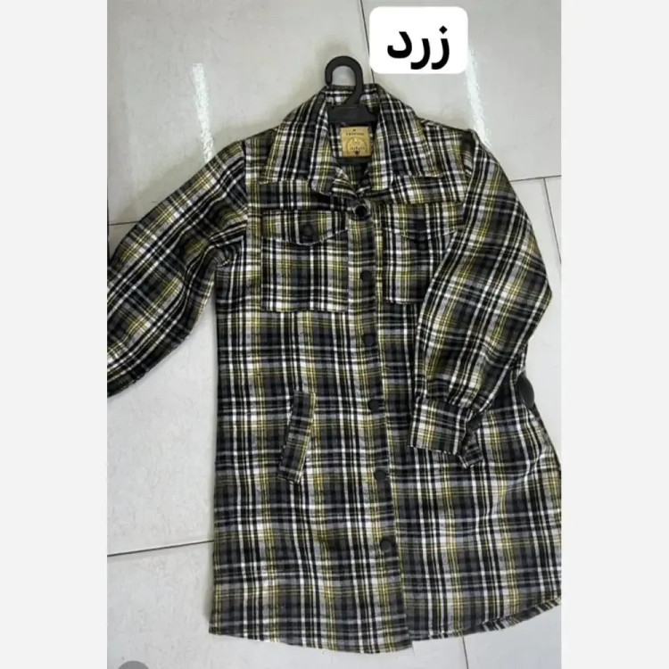 شکت کشمیر زنانه دکمه دار جیب دار رنگ مشکی سفید زرد سایزبندی