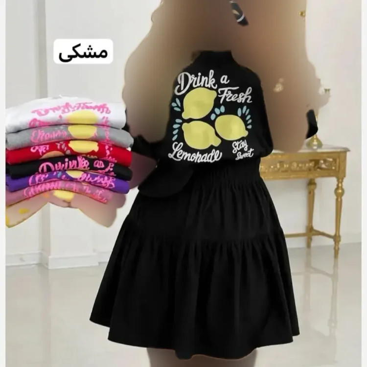 ست پولوشرت و شلوار زنانه نخ پنبه گلکسی رنگ مشکی سایز فری 36 تا 46
