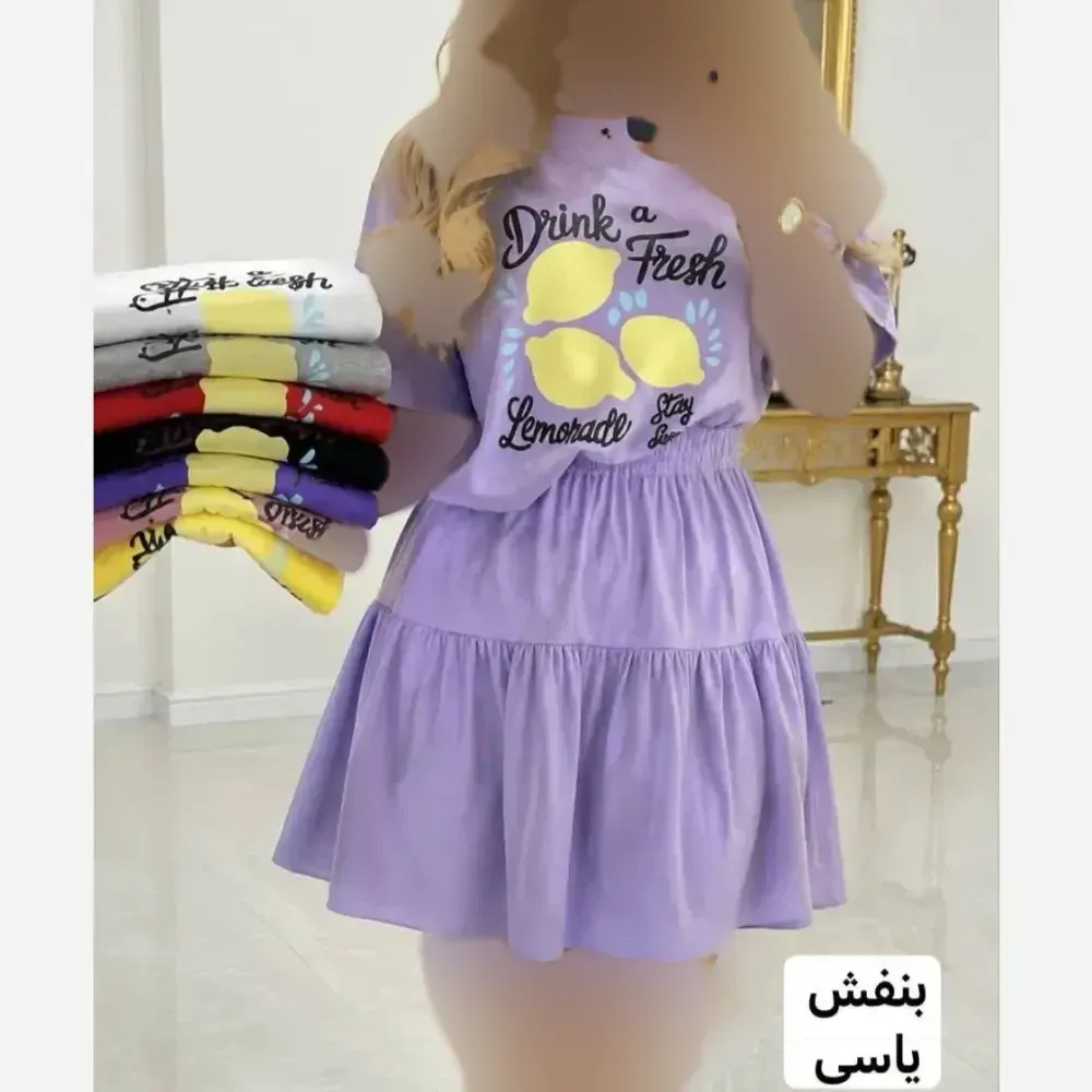 ست پولوشرت و شلوار زنانه نخ پنبه گلکسی رنگ مشکی سایز فری 36 تا 46