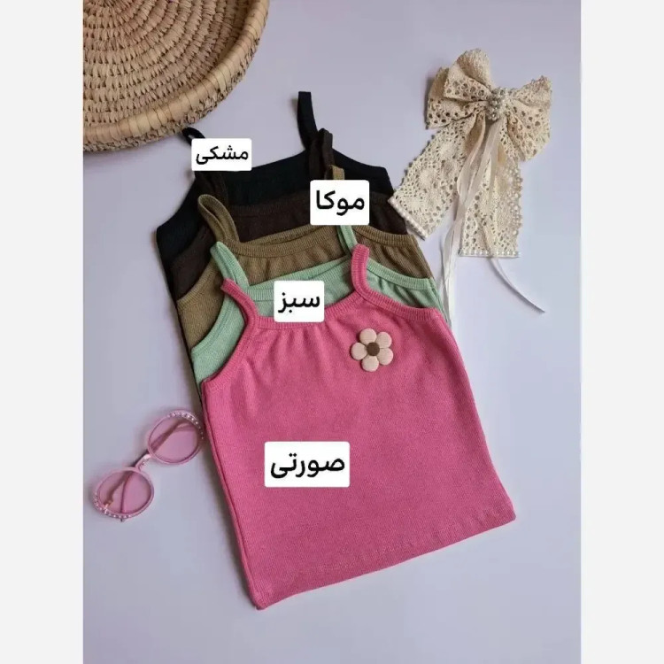 ست تاپ و شلوارک بچگانه مدل گلبرگ تاپ فانریپ و شلوارک لینن سایز 40 تا 55