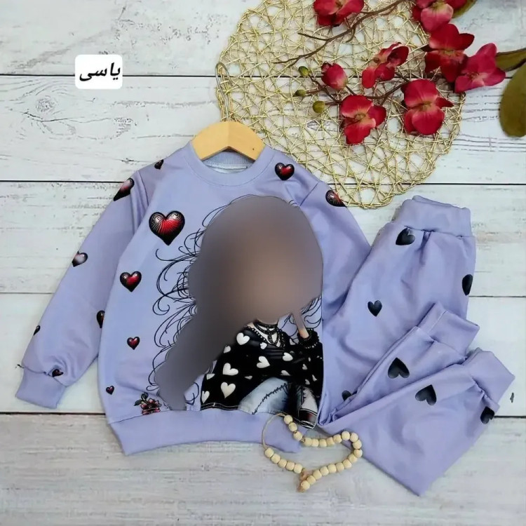 ست بلوز و شلوار بچگانه اسپان دورس مدل پیشی ملوس رنگ سورمه ای