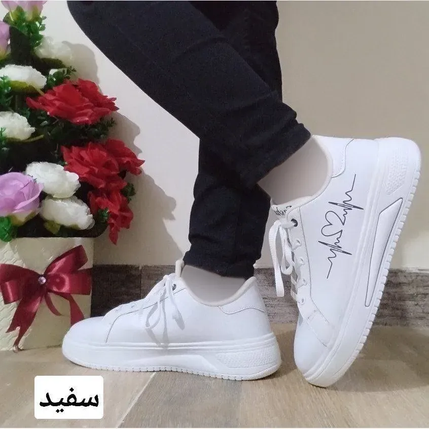 ونس ضربان زنانه زیره پلیمر رنگ بندی سفید مشکی سایز 37 تا 40