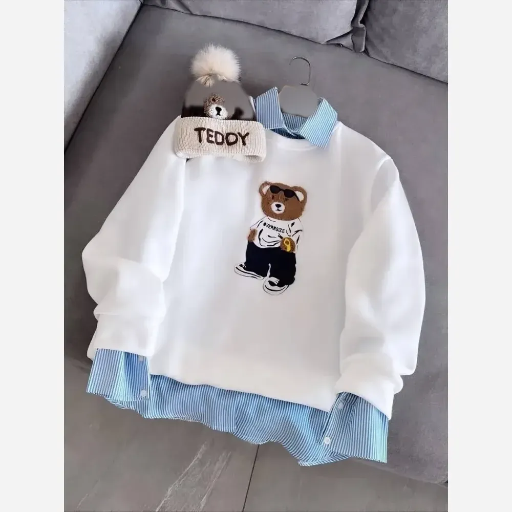دورس تدی گلدوزی شده فری سایز گرم بالا تو کرکی زرشکی سفید مشکی کرم طوسی آبی سورمه ای قهوه ای