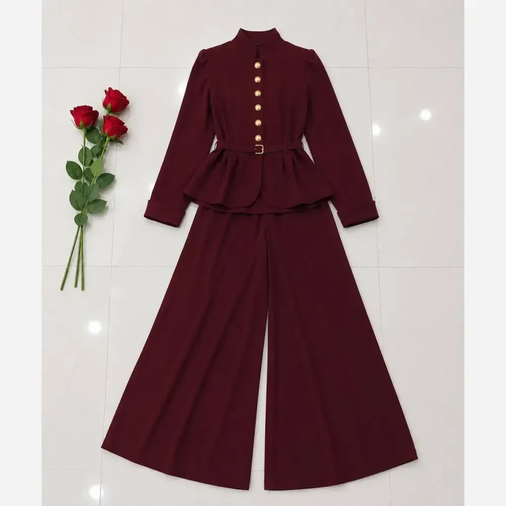 کت شلوار زنانه سارگل جنس سوپر مازراتی وارداتی با کمربند