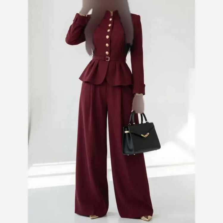 کت شلوار زنانه سارگل جنس سوپر مازراتی وارداتی با کمربند
