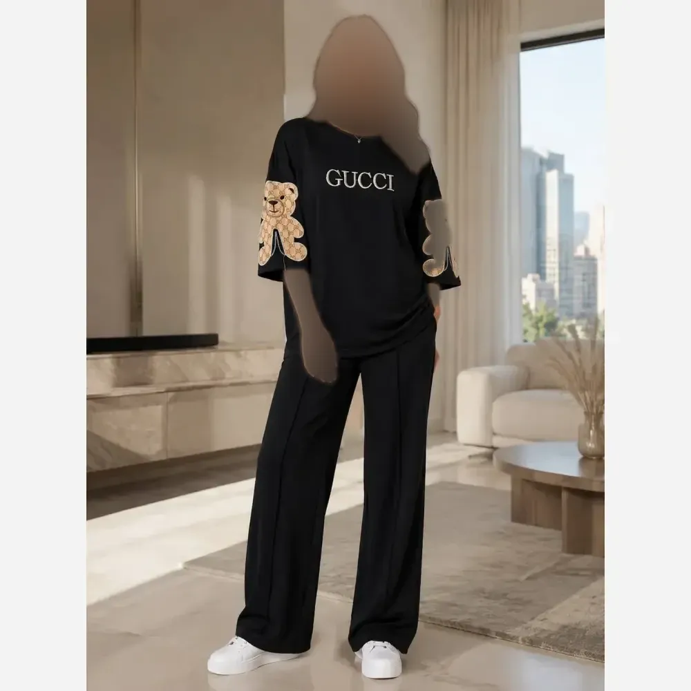 ست زنانه خرس مشکی پنبه دورس اعلا سایز 38 تا 46