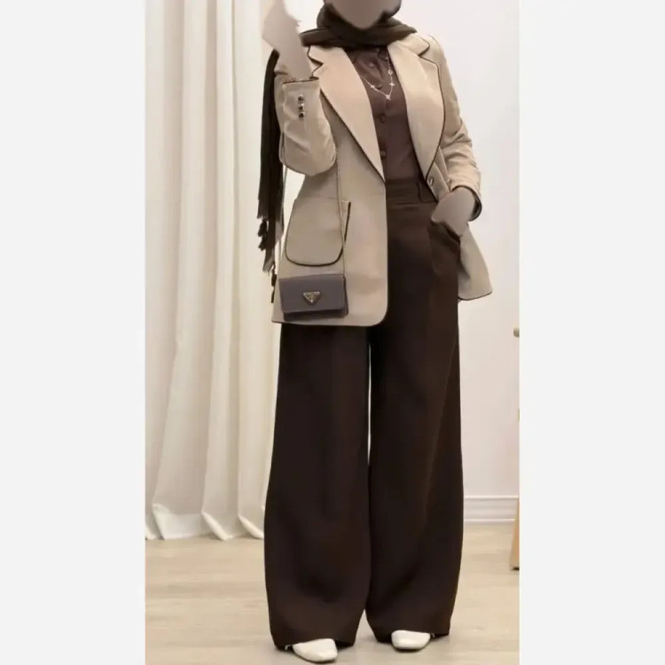 کت و شلوار دو رنگ کرپ مازراتی درجه یک زنانه در رنگبندی و سایزبندی متنوع