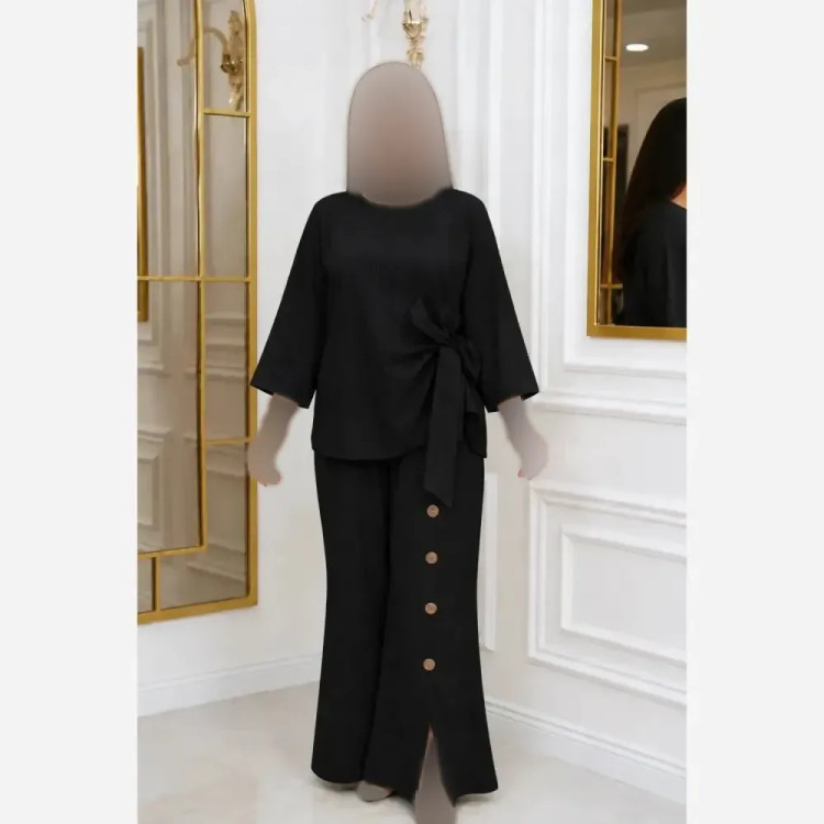 ست مانتو شلوار خنک تابستانی فری سایز تا 48