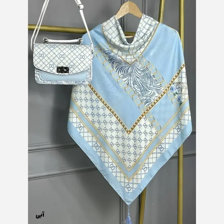 ست کیف و روسری گوچی پاپیون مخمل و چرم صنعتی نخی منگوله دار