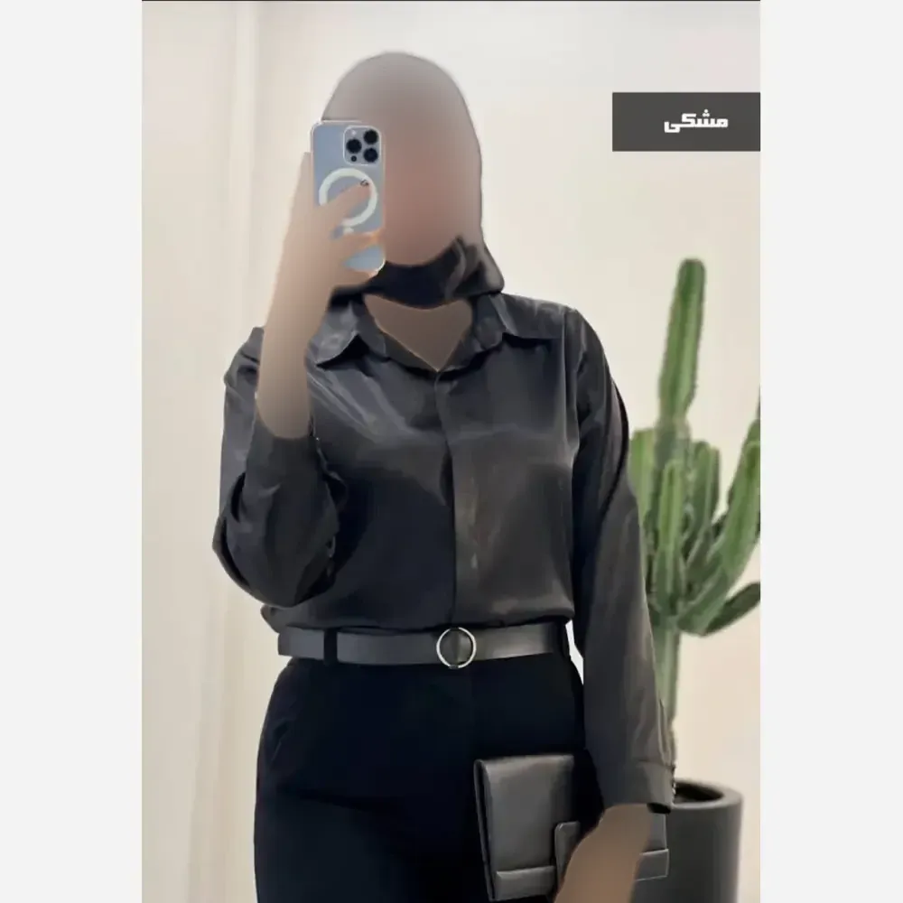 شومیز زنانه ساتن فرانسه ضخیم آستین بلند رنگ بندی متنوع سایز 1 و 2