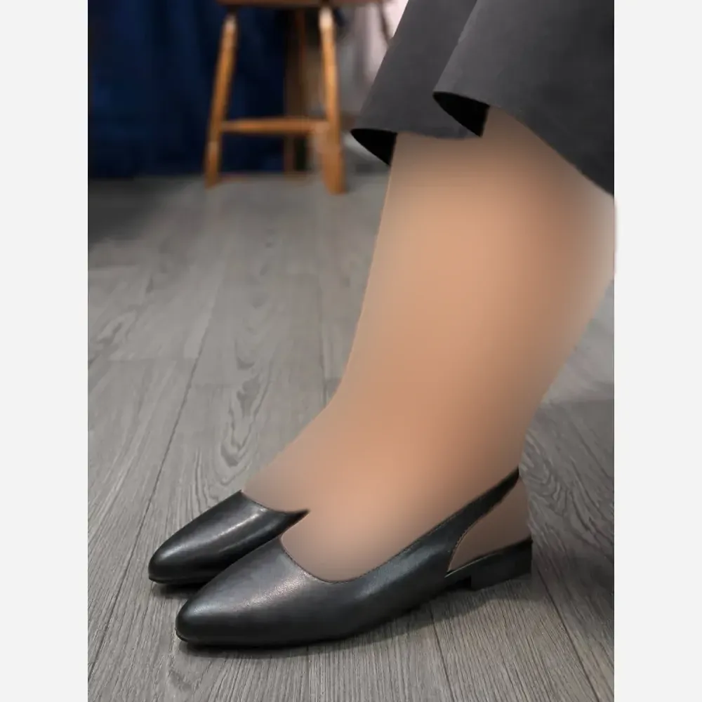 کفش بابت پشت باز زنانه چرم صنعتی خارجی رنگ مشکی