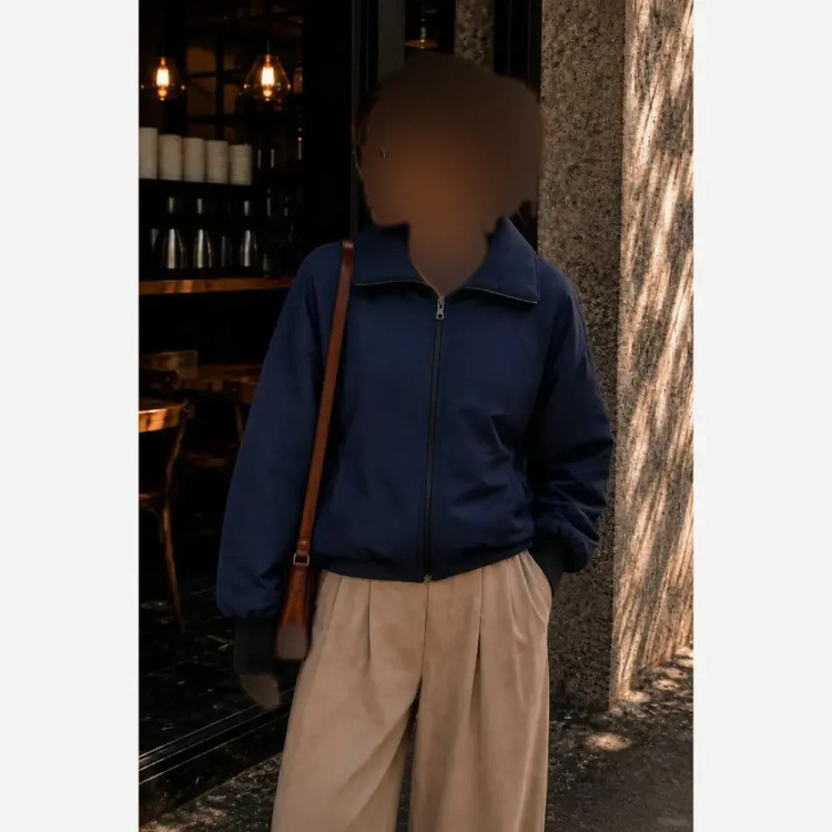 کاپشن کتان شارلوت سرمه ای آستر پشم شیشه فری سایز