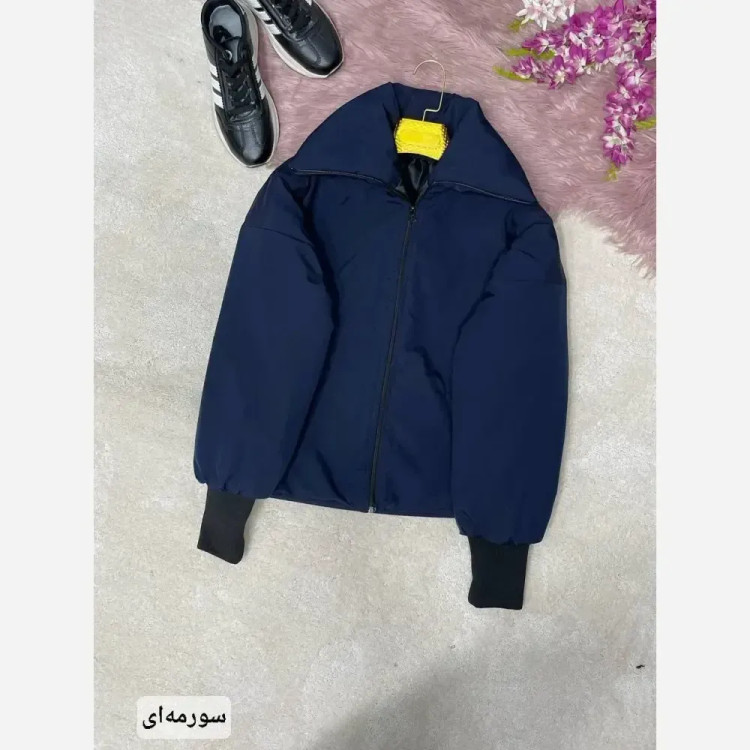 کاپشن کتان شارلوت سرمه ای آستر پشم شیشه فری سایز
