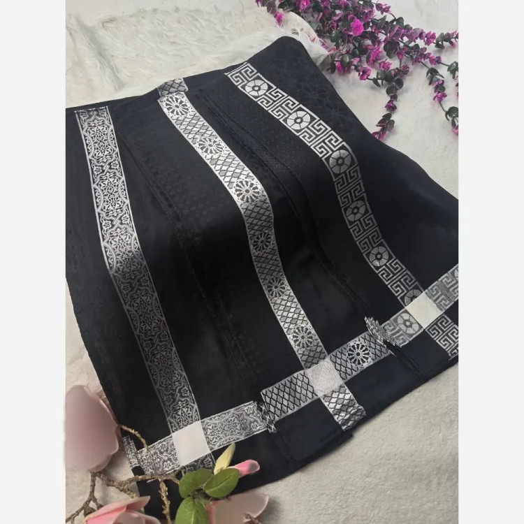 روسری ژاکارد ابریشم ترک دورو نقره کوب سایز 90 در 90