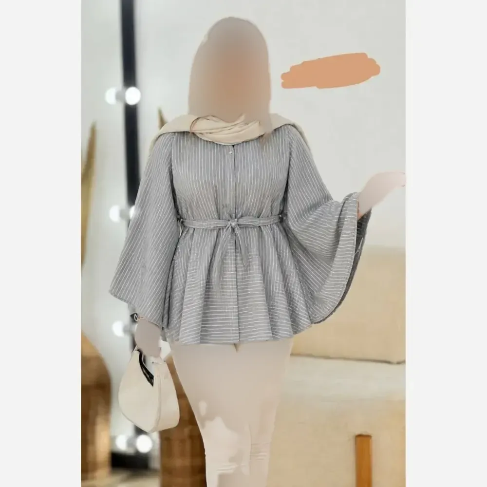 شومیز زنانه مدل بارانا جنس نخ داکرون درجه یک سایز فری 36 تا 48 رنگ آبی صورتی طوسی