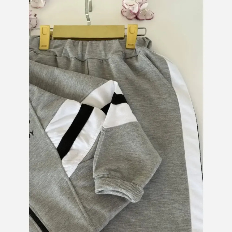 سویشرت شلوار پسرانه ملانژ تیپ لاکرا رنگ طوسی سایز 50 تا 65