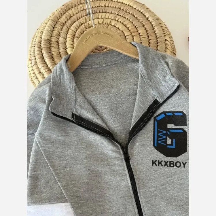 سویشرت شلوار پسرانه ملانژ تیپ لاکرا رنگ طوسی سایز 50 تا 65