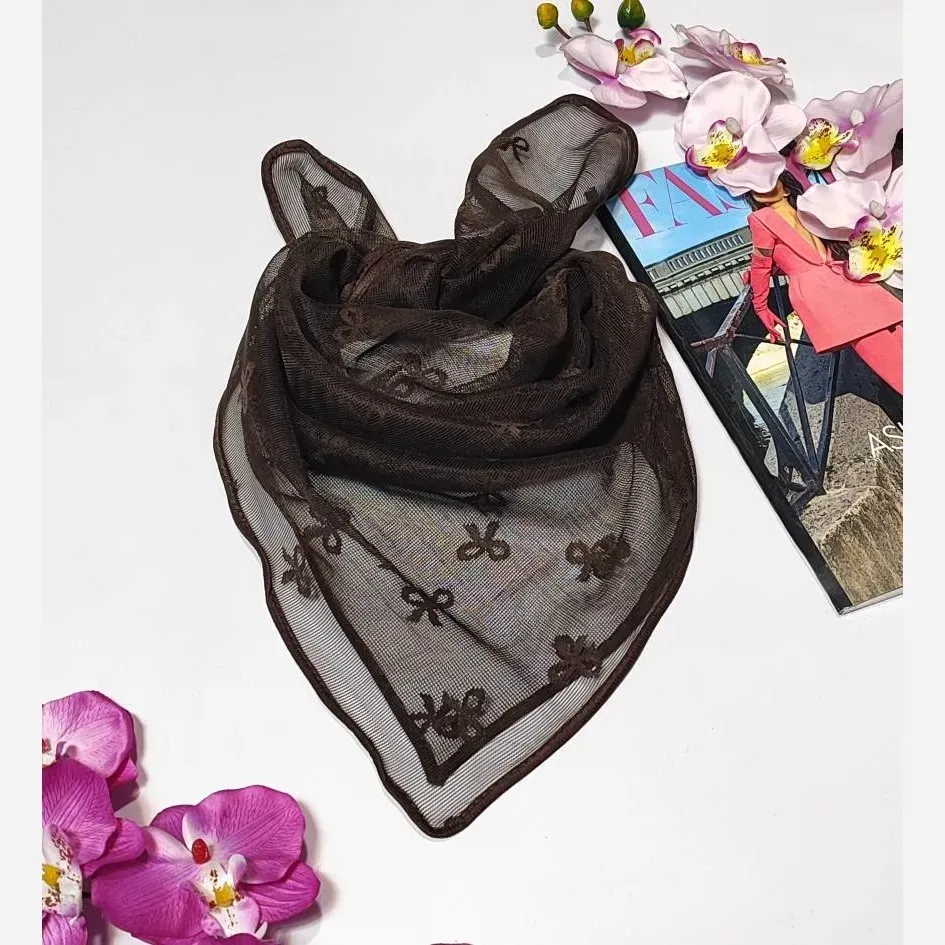مینی اسکارف تور طرح پاپیون رنگ مشکی ابعاد 65 در 65 سایز فری سایز