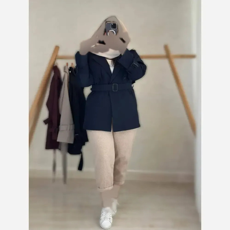 مانتو بارونی کوتاه زنانه جنس تی سی مدل مهتاب