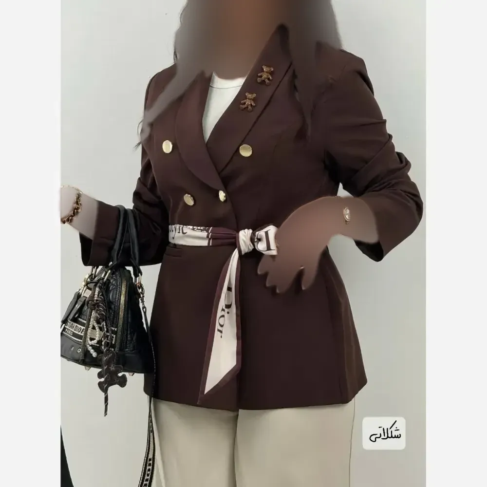کت تک مازراتی زنانه کوتاه همراه با کمربند رنگی