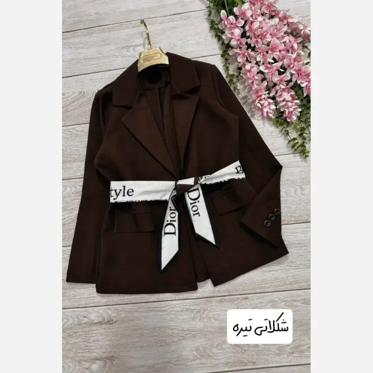مانتو کوتاه مازراتی زنانه مدل یاشیل کمربنددار رنگ مشکی و کرمی و سرمهای و شکلاتی