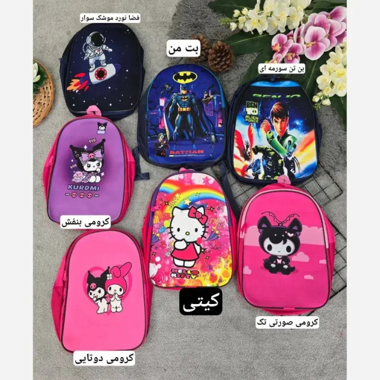 کوله پشتی دبستانی برزنتی دو زیپ طرح فانتزی پسرانه و دخترانه