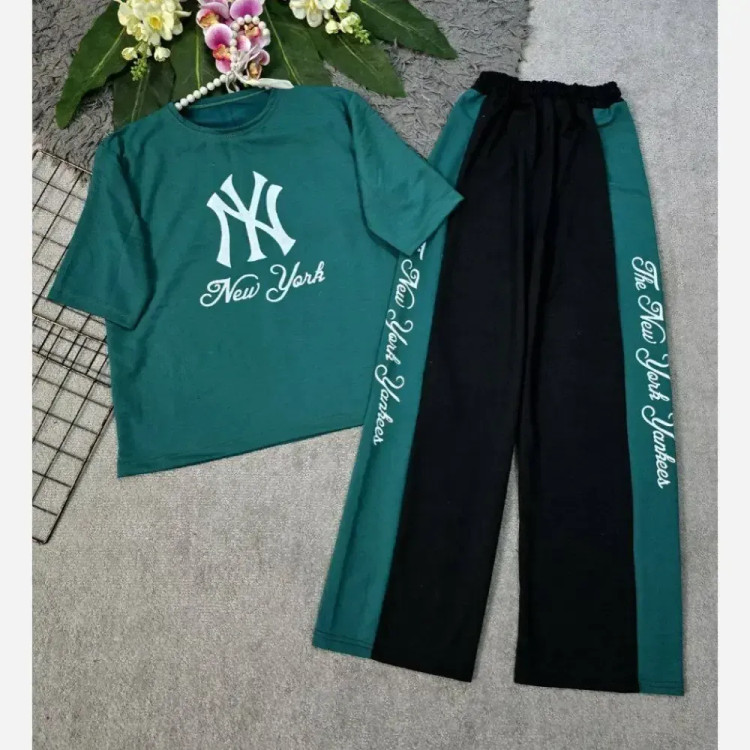 ست تیشرت و شلوار پنبه گلکسی NY فری سایز