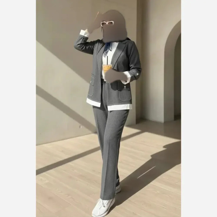 ست کت و شلوار زنانه ساغر جنس مکانیک دیپلمات درجه یک سایز 38 تا 46