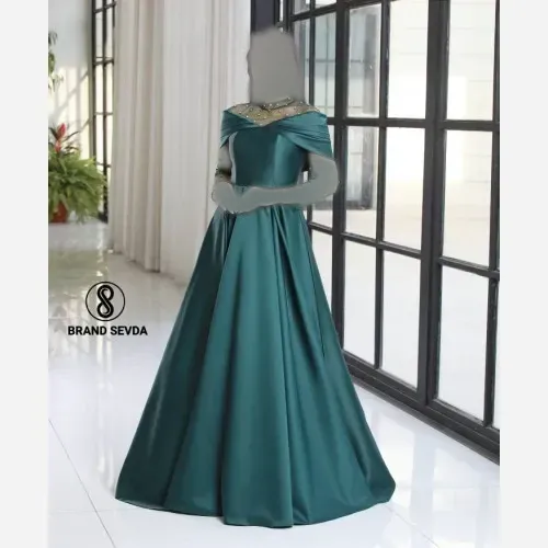 ماکسی مجلسی زنانه ساتن آمریکایی و تور نگینکوبی شده مدل یکتا سایز 38 تا 50