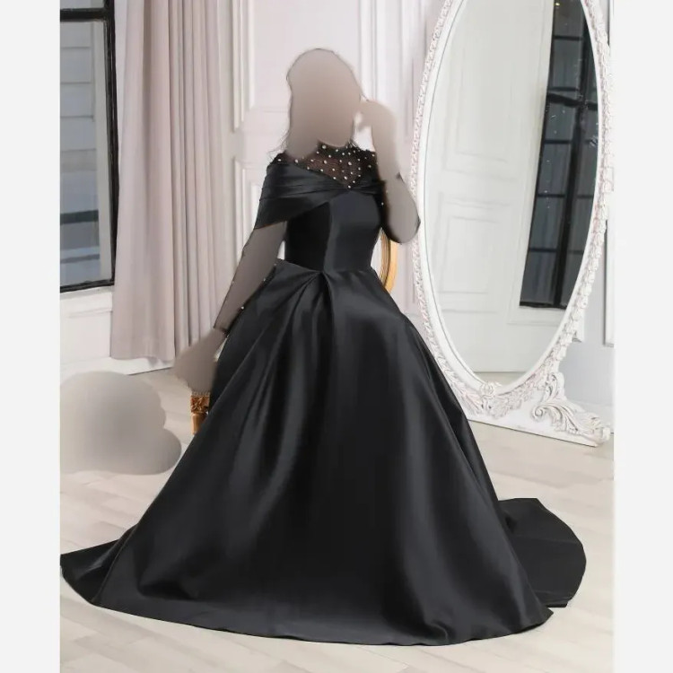 ماکسی مجلسی زنانه ساتن آمریکایی و تور نگینکوبی شده مدل یکتا سایز 38 تا 50