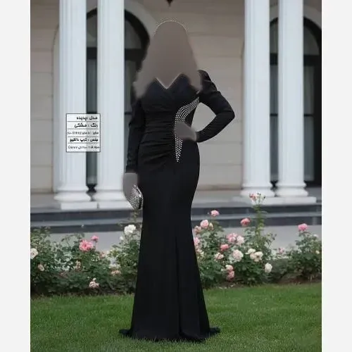 ماکسی مجلسی زنانه مدل مانیسا جنس کرپ دالقیچ نگیندار