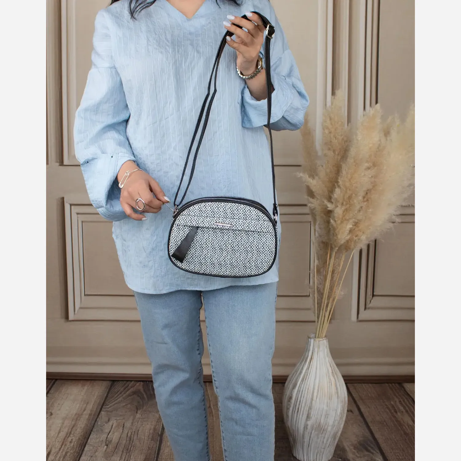 کیف پاسپورتی کنفی زیپی بند بلند روزمره مدرسه و دانشگاه