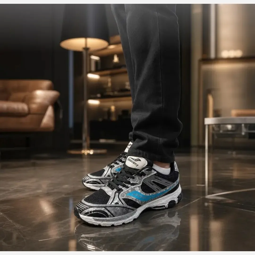 کتونی مردانه ساکونی مشکی آبی طوسی زیره EVA