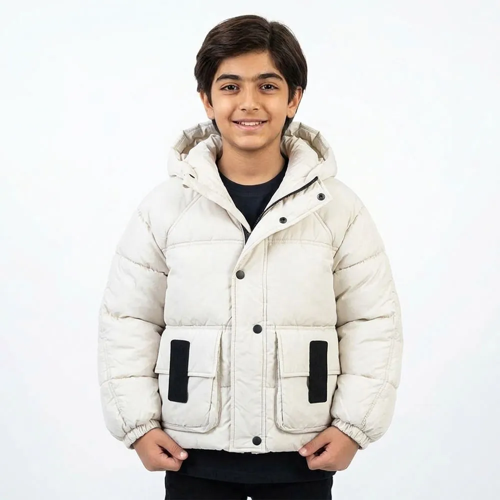 کاپشن باکسی پسرانه شیری