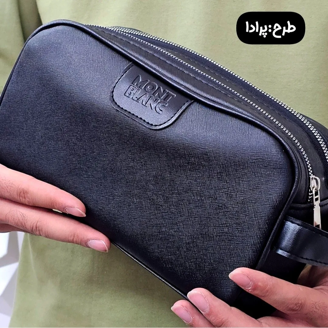 کیف دستی مردانه اسپرت طرحدار چرم صنعتی دو خانه بند دستی