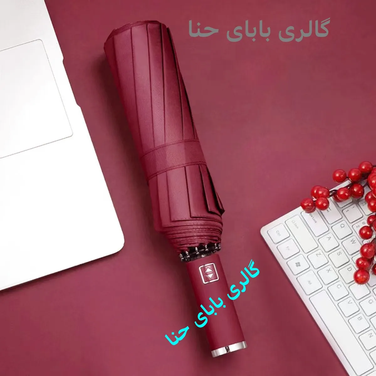 چتر طوفان فول اتوماتیک 10 فنر دورویه ضدباد برزنت نانو دسته استیل آینه ای