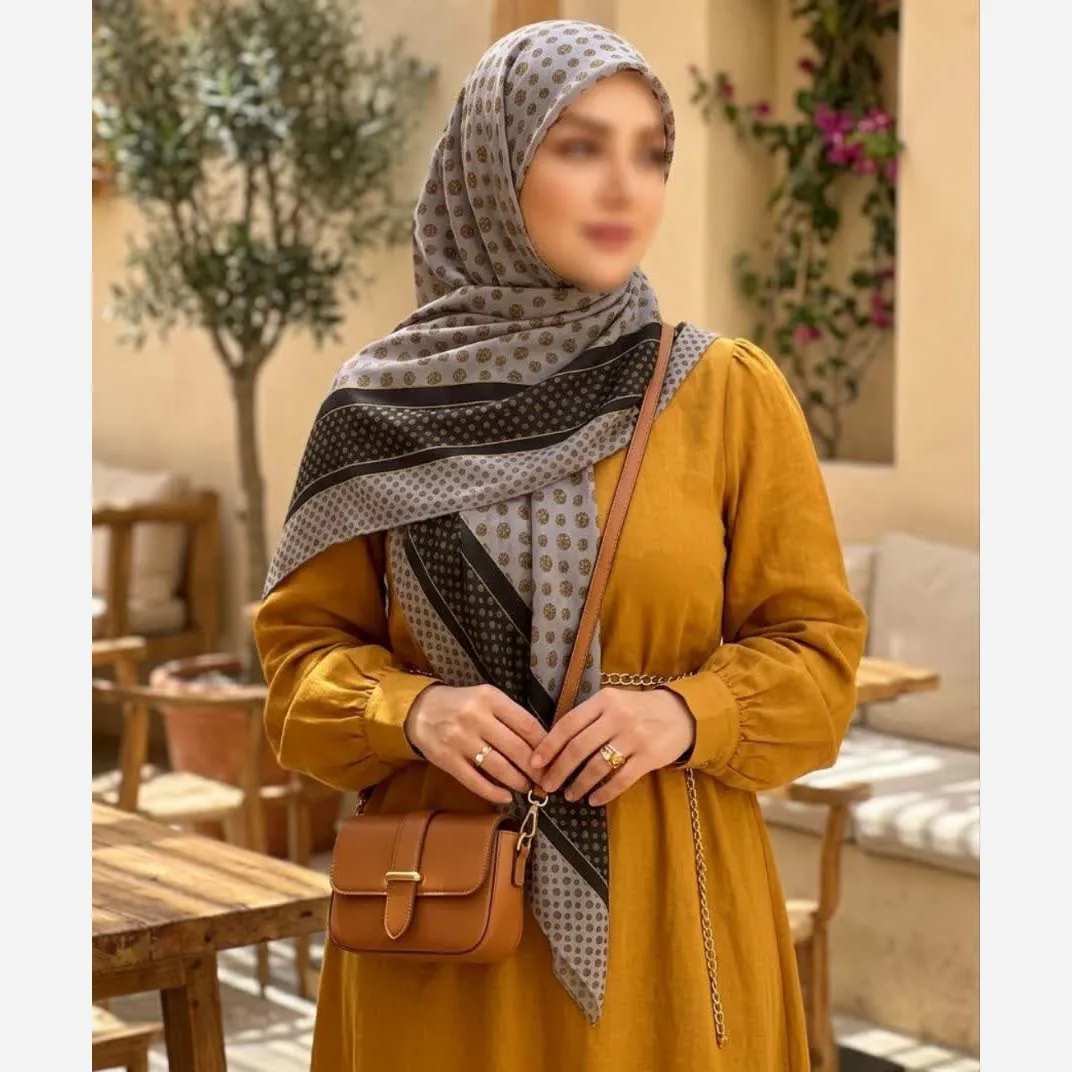 روسری نخ کاستوم طرح خال خال اکلیلی قواره بزرگ 140 سانتیمتر