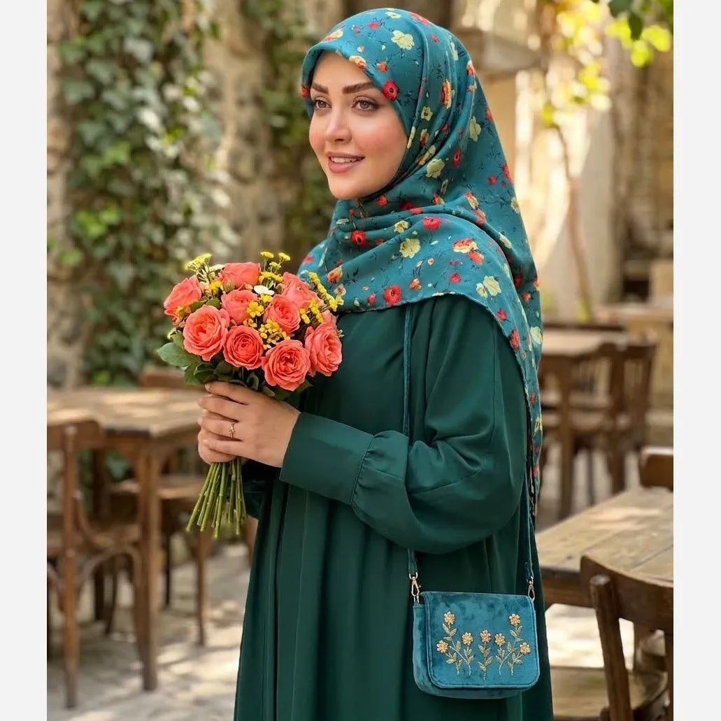 روسری نخ کاستوم سیتو طرح رزایه قواره بزرگ 140 سانتی متری