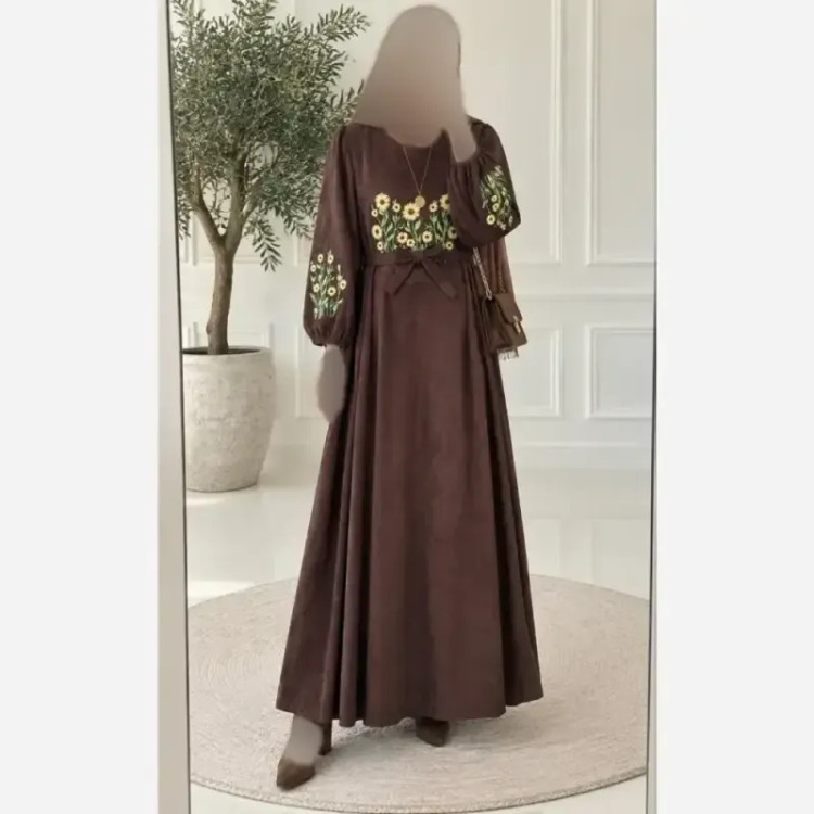 کفتان گلدوزی پاییزه مخمل کبریتی ریز فری سایز قد 140