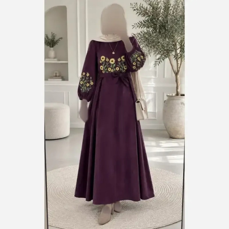 کفتان گلدوزی پاییزه مخمل کبریتی ریز فری سایز قد 140