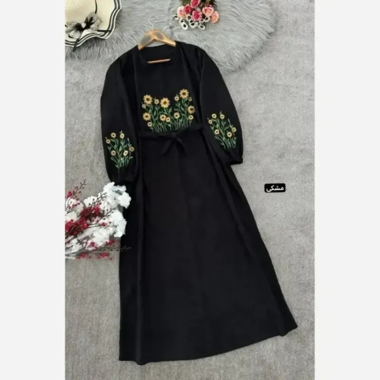 کفتان گلدوزی پاییزه مخمل کبریتی ریز فری سایز قد 140