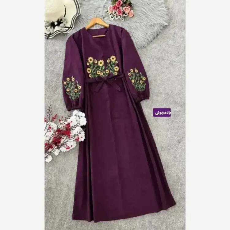 کفتان گلدوزی پاییزه مخمل کبریتی ریز فری سایز قد 140