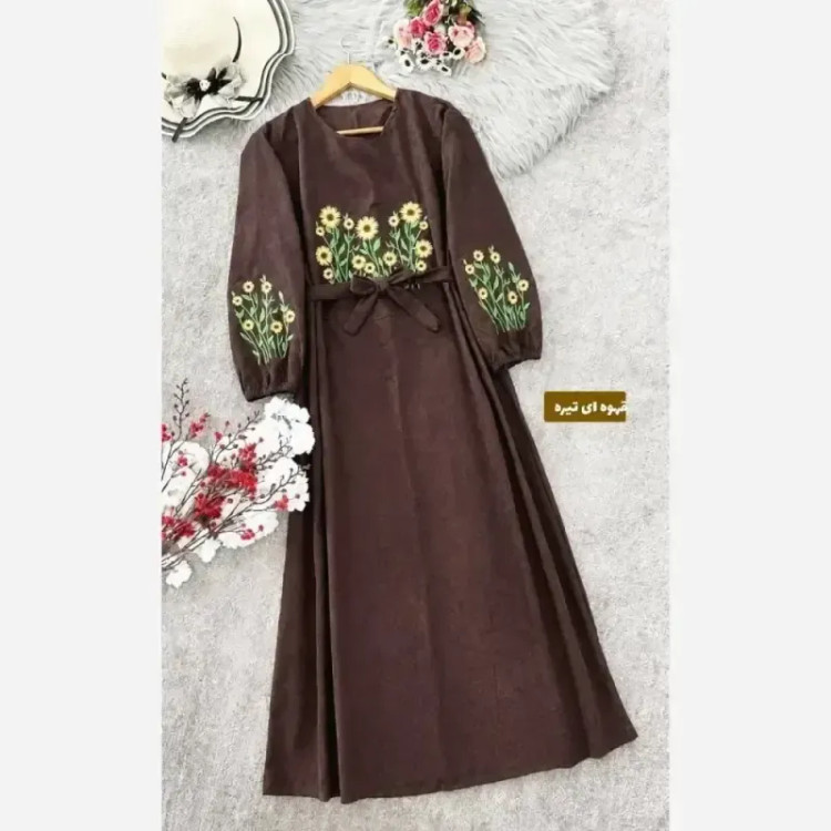 کفتان گلدوزی پاییزه مخمل کبریتی ریز فری سایز قد 140