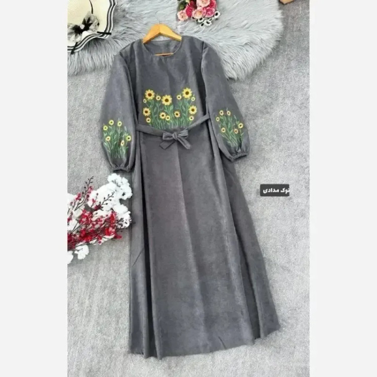 کفتان گلدوزی پاییزه مخمل کبریتی ریز فری سایز قد 140