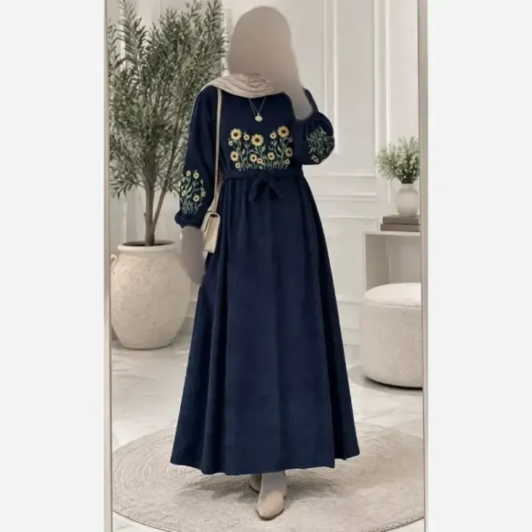 کفتان گلدوزی پاییزه مخمل کبریتی ریز فری سایز قد 140