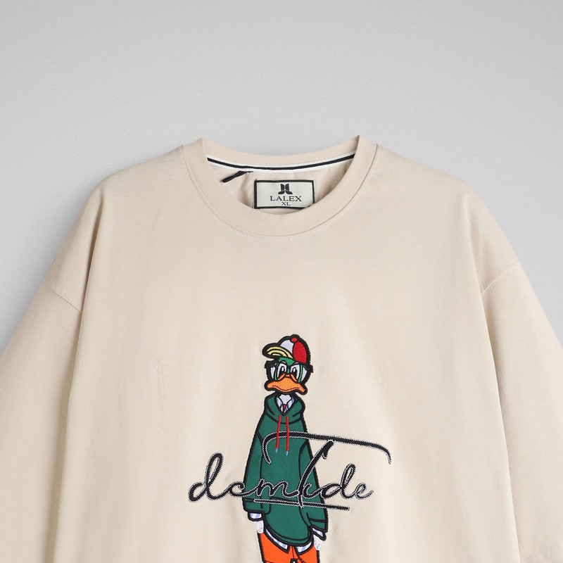 تی شرت آستین کوتاه مردانه باکسی تکهدوزی لالکس مدل 1413