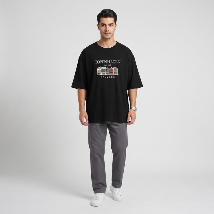 تی شرت مردانه باکسی لالکس طرح انتزاعی مدل 1382