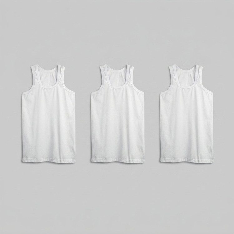 زیرپوش رکابی یقه گرد مردانه جناب مدل Tank Top-B بسته 3 عددی