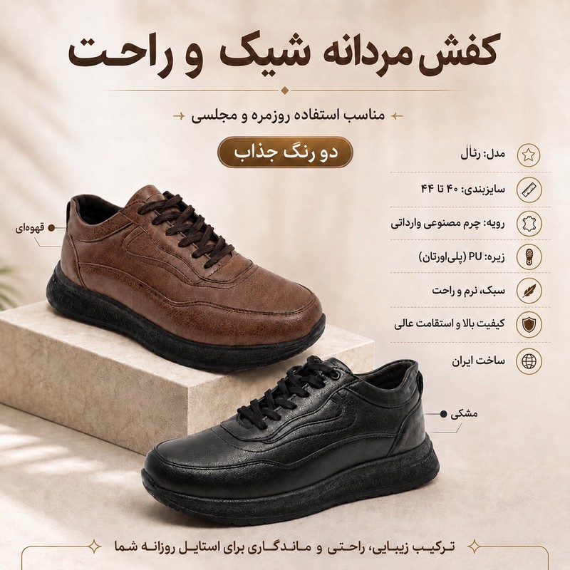 کفش روزمره مردانه مدل رئال